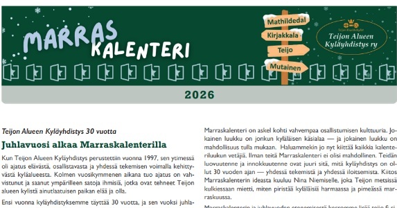 Marraskalenteri – Kyläkuulumiset